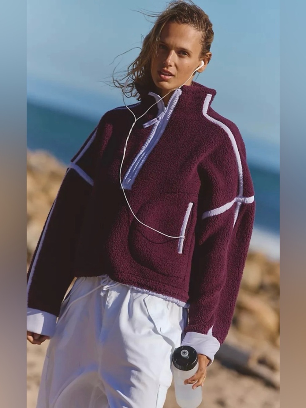 Free People Mountain High Half Zip Fleece Pullover Size XL Flawed NWT